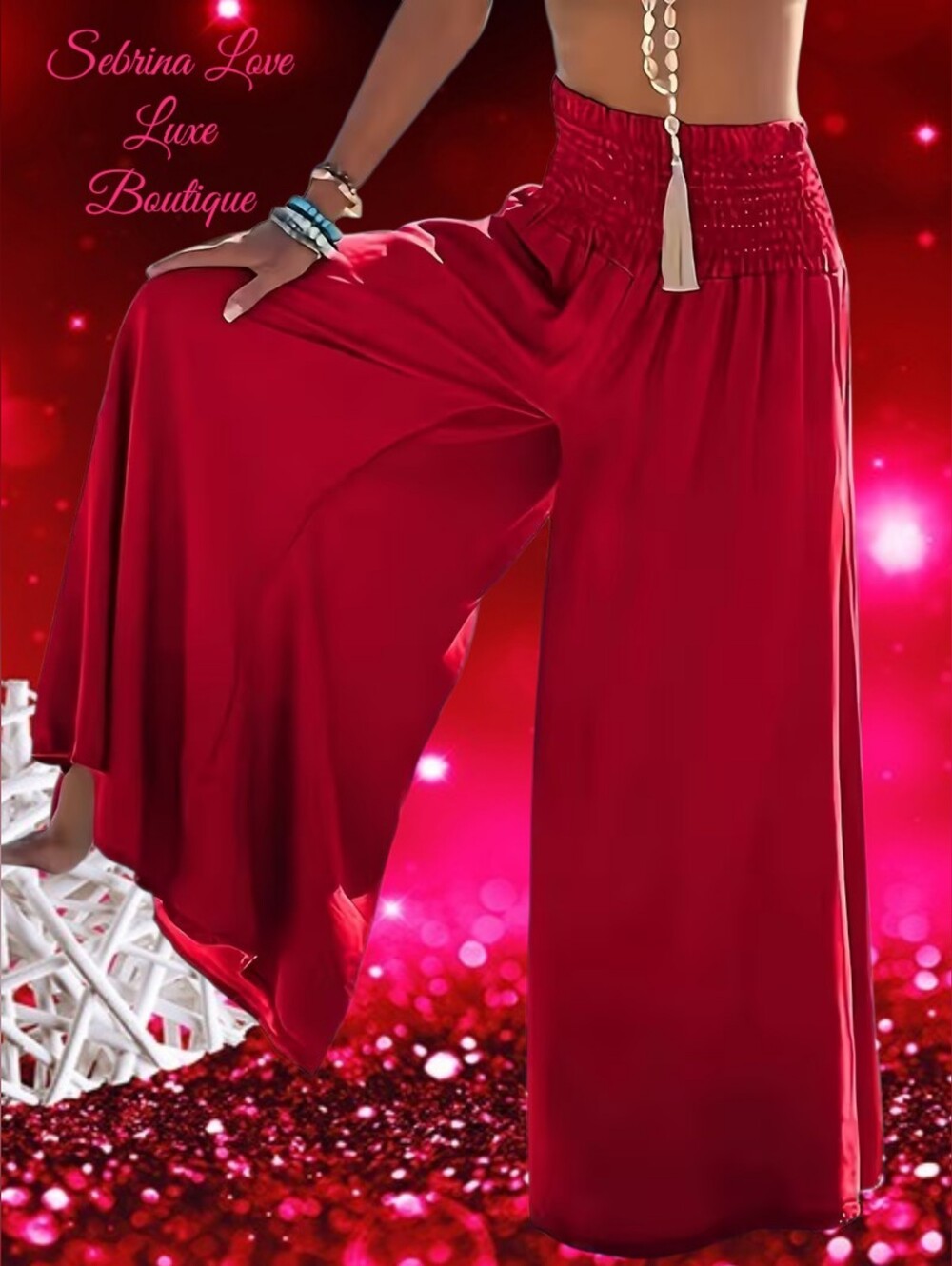 Red Wide-Leg Palazzo Pants (Size 4X)